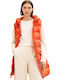 Lang Damen Ärmellos Puffer Jacke für Winter Orange