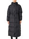 Women's Long Puffer Jacket for Winter Black