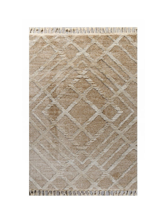 Tzikas Carpets Dolce 38834-060 Λευκο- Handmade Rug Rectangular with Fringes White Cream