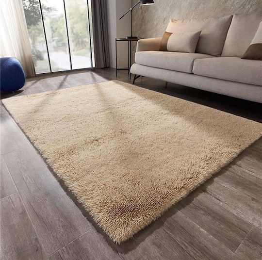 My Home Luxury Rutschfest Teppich Rechteckig Zottelig Pelzige Beige