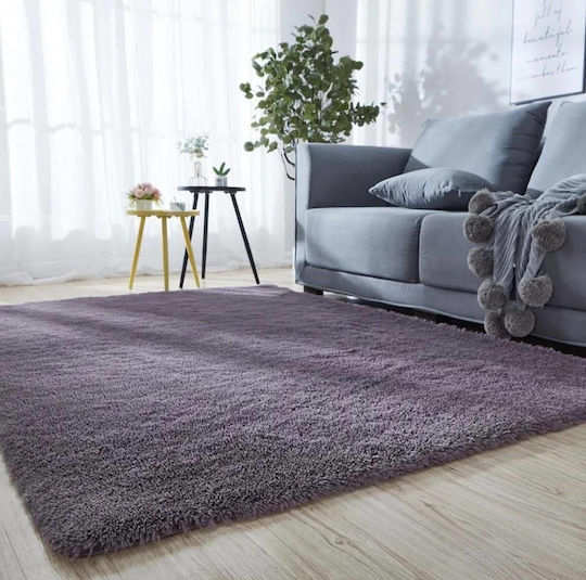 My Home Luxury Противоплъзгащо Килим Правоъгълена Shaggy Furry Тъмно сиво