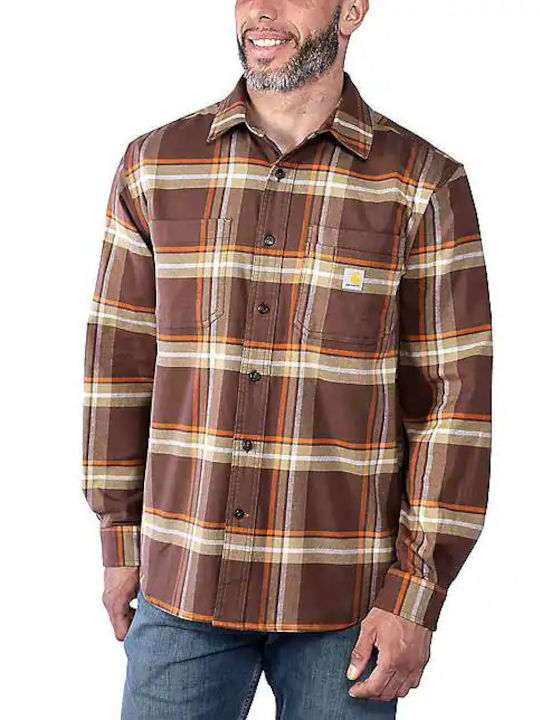 Carhartt Men's Shirt Long Sleeve Flannel Checked Brown