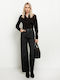 High Waist Women's Jean Pants in Wide Leg Style Black