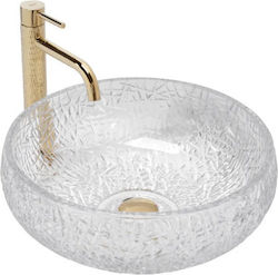 Rea Cristal Επικαθήμενος Νιπτήρας Γυάλινος 42x42cm Διάφανος