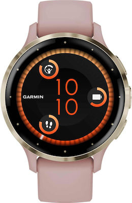 Garmin Venu 3S 41mm Waterproof Smartwatch with Heart Rate Monitor (Soft Gold Stainless Steel Bezel with Dust Rose Case and Silicone Band)