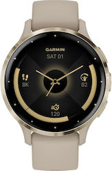 Garmin Venu 3S 41mm Soft Gold Stainless Steel Bezel with French Gray Case and Silicone Band Garmin Venu 3S 41mm Soft Gold Stainless Steel Bezel with French Gray Case and Silicone Band