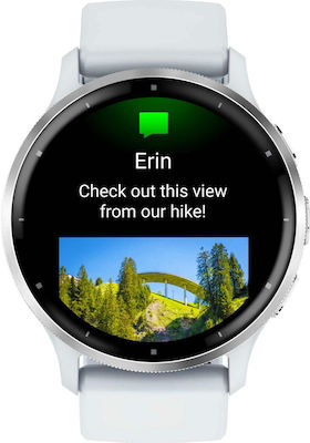 Garmin Venu 3 Неръждаема стомана 45мм Водоустойчив Смарт часовник с Пулсомер (Сребърен безел от неръждаема стомана с корпус от бял камък и силиконова лента)