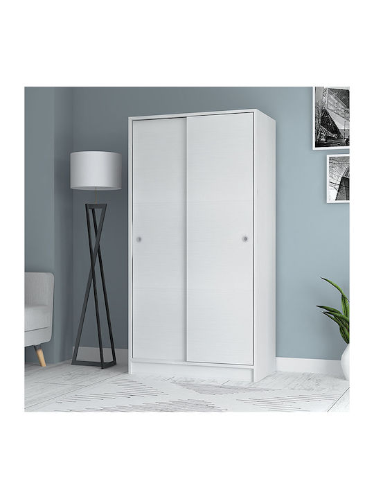 Misra Double Door Sliding Wardrobe White 94x52x182cm