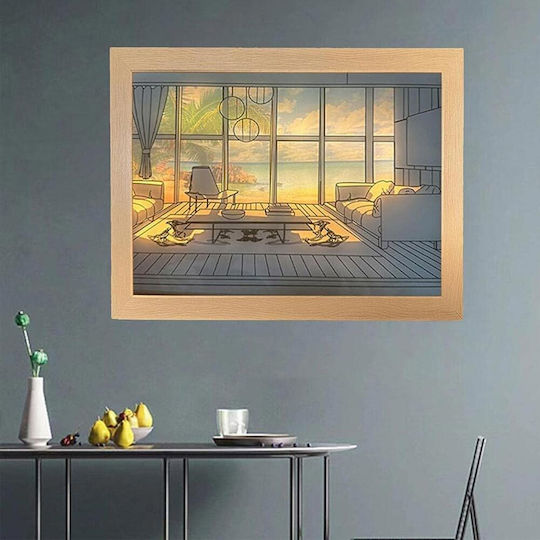 Tablou Lemn cu iluminare LED 30.5x22.3cm