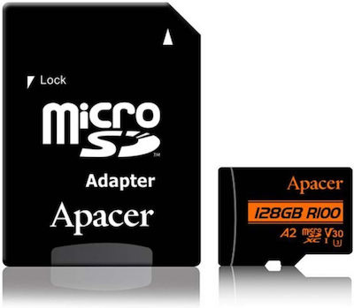 Apacer SDXC 128GB Clasa 10 U3 V30 A2 UHS-I cu adaptor