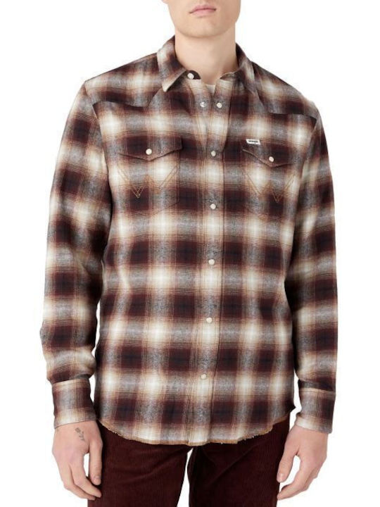 Wrangler Men's Shirt with Long Sleeves Brown