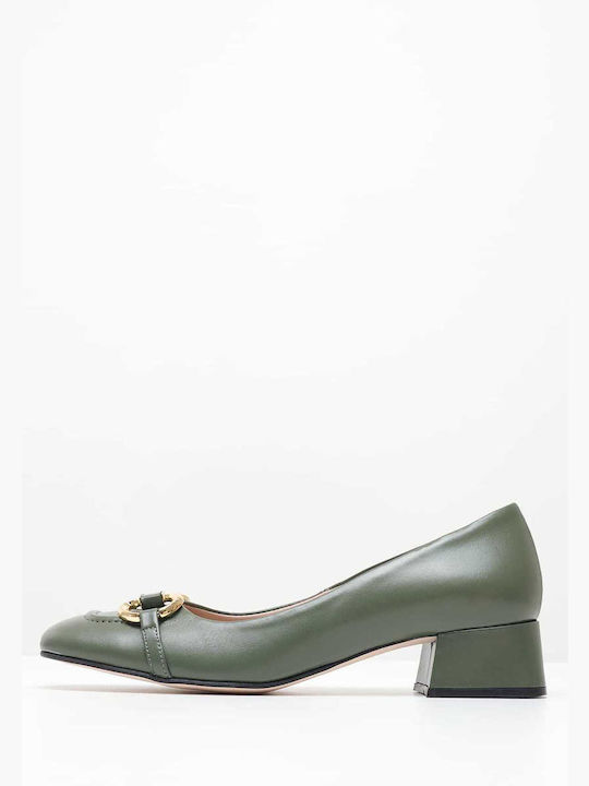 Mortoglou Leather Khaki Heels