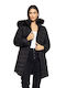 Biston Women's Long Puffer Jacket for Winter with Hood Black