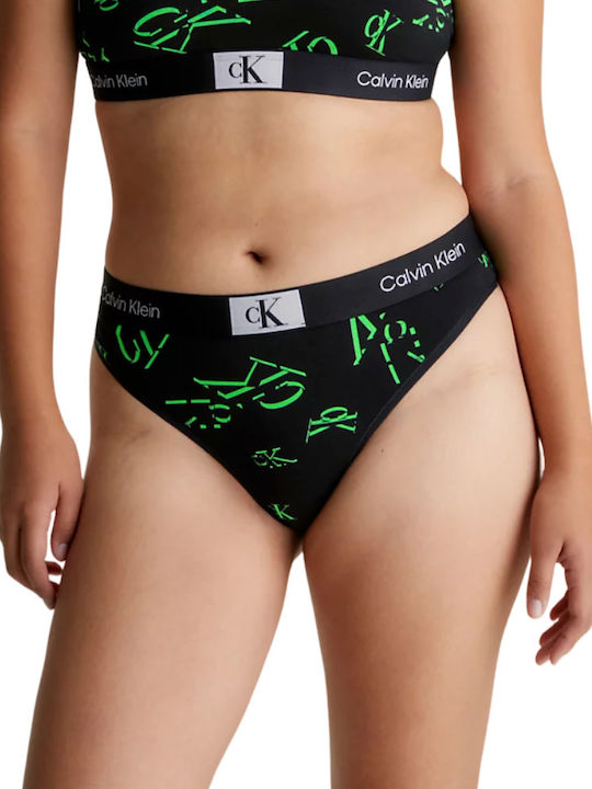 Calvin Klein Βαμβακερό Γυναικείο String Μαύρο