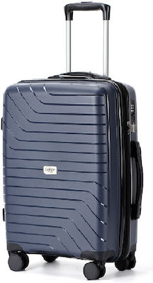 Lavor Medium Travel Suitcase Hard Blue with 4 Wheels Height 66cm.