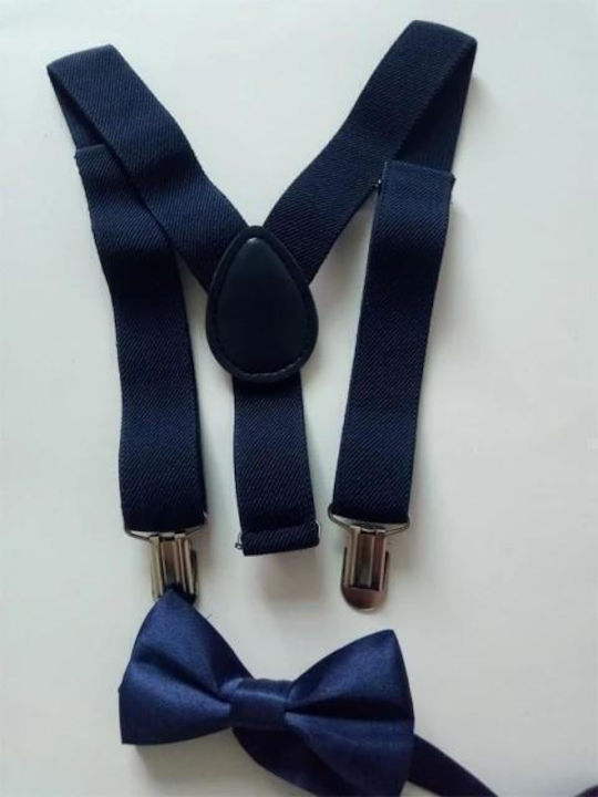 TakTakBaby Kids Suspenders Set with Tie with 3 Clips Navy Blue