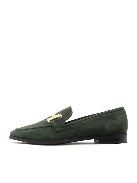 Fardoulis Leather Women's Moccasins in Green Color