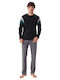 Minerva Men's Winter Cotton Pajamas Set Black