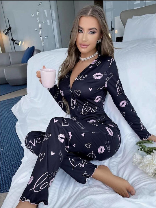 Woman's Fashion Winter Damen Pyjama-Set Blau