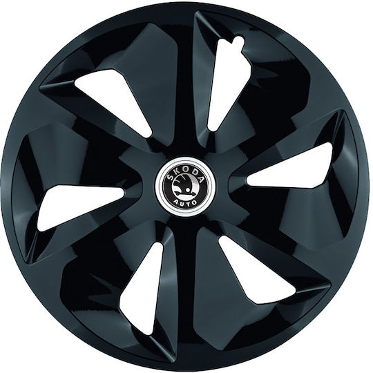 Jestic Set Capace De Roți Auto Compatibile Cu Skoda 4 Bucăți 15 Negru