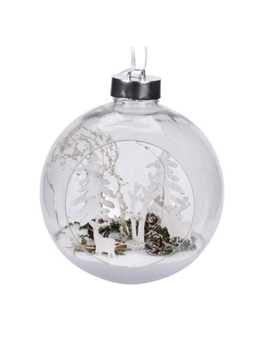 Ornament suspendat Glob Transparent cu lumină LED 15buc cu copaci
