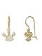 Sasashop Kids Earrings Pendants Crowns from Gold with White Enamel - White
