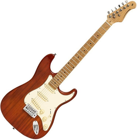 Stagg Elektrische Gitarre mit S Tonabnehmerkonfiguration Rot mit Tasche