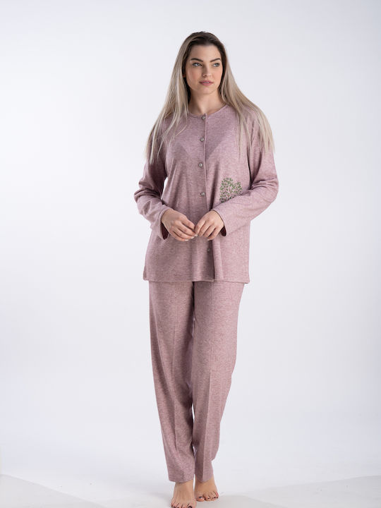 Relax Lingerie De iarnă Set Pijamale pentru Femei De bumbac Roz