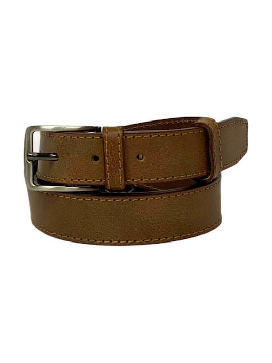 Women Weakness Men's Leather Wide Belt Tabac Brown