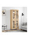 Wall Living Room Display Cabinet made of Particle Board with Glass Beige 34x180cm