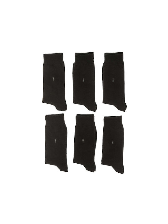 Panda Clothing Men's Solid Color Socks Black 6Pack