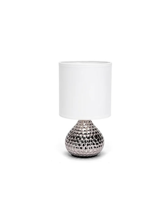 Aigostar Ceramic Table Lamp for Socket E14 with White Shade and Gray Base