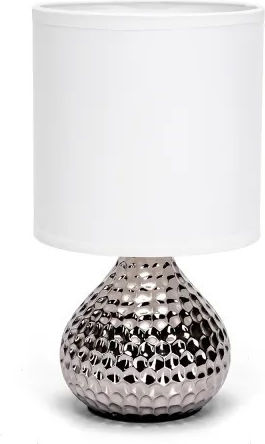 Aigostar Ceramic Table Lamp for Socket E14 with White Shade and Gray Base
