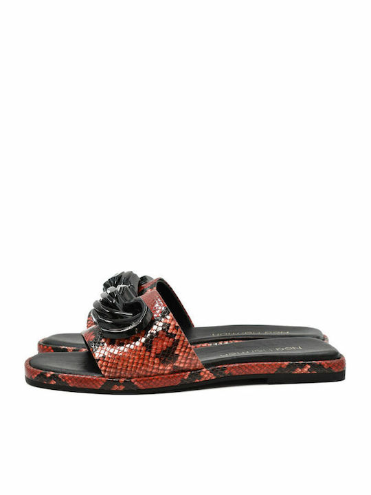 Leder Flache Sandalen für Damen in Rot Farbe