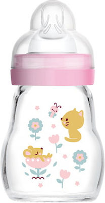 Mam Glass Bottle Feel Good Anti-Colic with Silicone Nipple for 0+, 0+ m, months Pink Kitty 170ml 1pcs