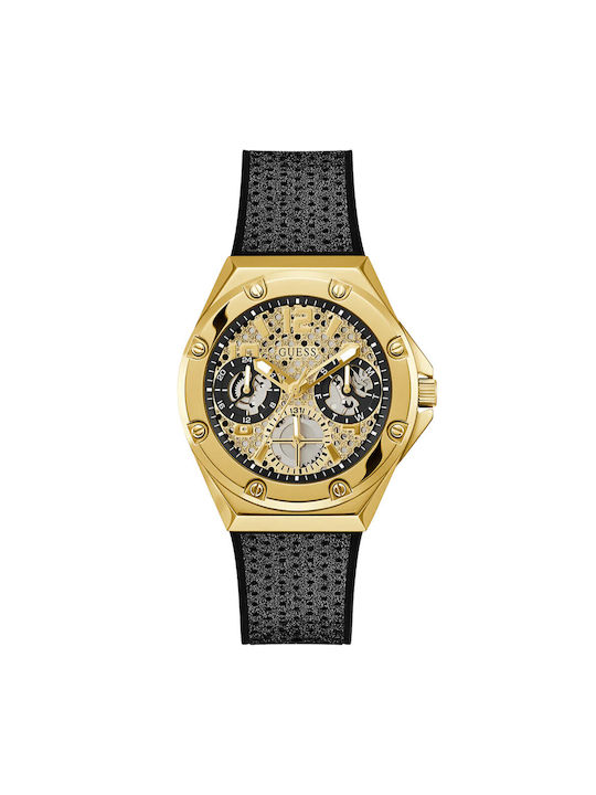 Guess Ladies Watch with Gold Rubber Strap