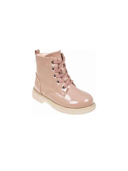 Crecendo Kids Military Boots with Lace Pink