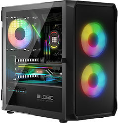 Logic Portos ARGB Mini tower Cutie de calculator Negru