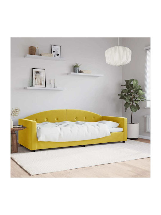 Sofa Bed Single Upholstered with Fabric Yellow ...