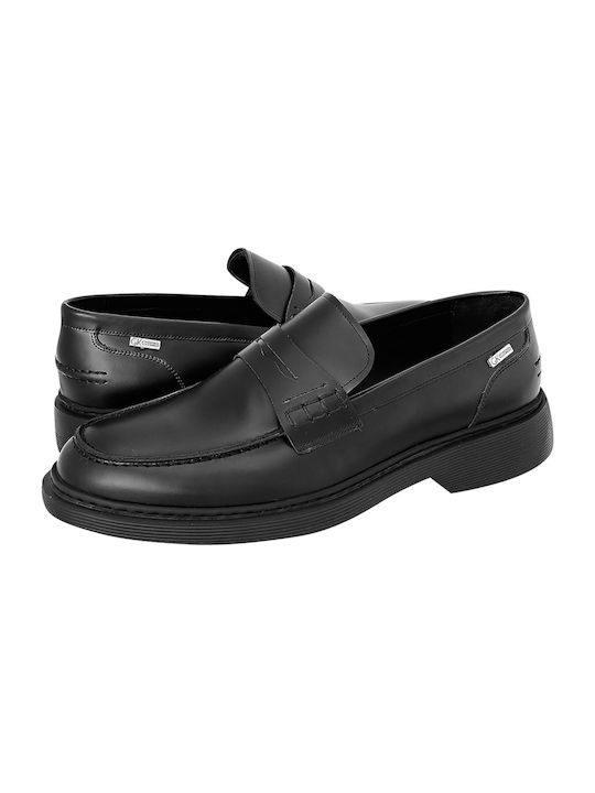 GK Uomo Δερμάτινα Ανδρικά Loafers σε Μαύρο Χρώμα
