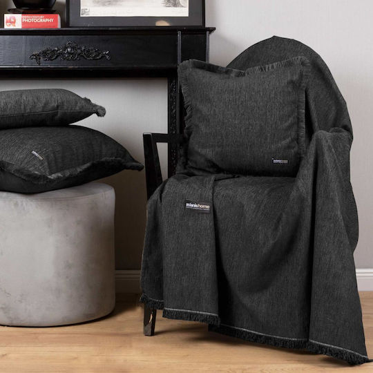 Aslanis Home Three-Seater Sofa Throw Plain 4 180x300cm Black