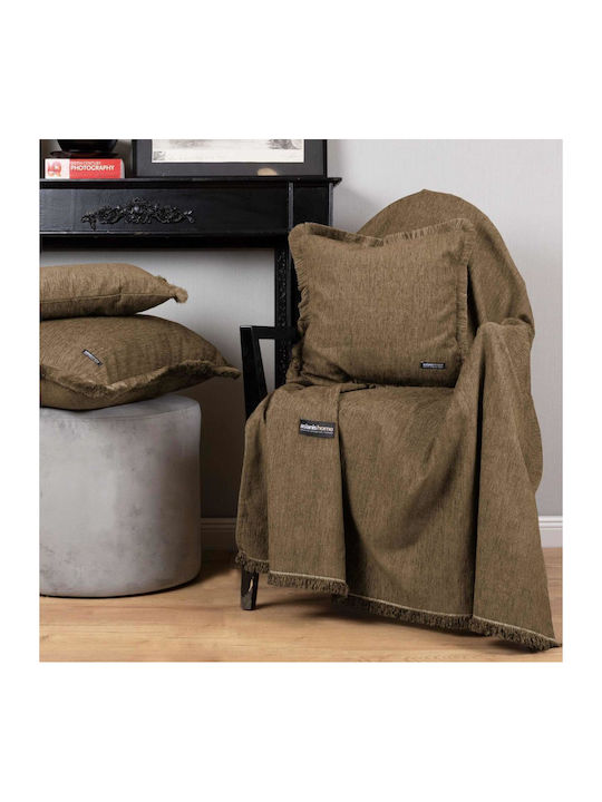Aslanis Home Plain 4 Ριχτάρι Διθέσιου Καναπέ Chenille 180x250εκ. Sahara