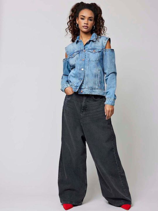 Only Women's Jean Trousers in Wide Line Black