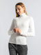 InShoes Women's Long Sleeve Sweater Turtleneck White