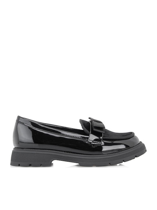 Girls Patent Leather Moccasins Black