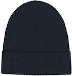 Hugo Beanie Unisex Σκούφος Πλεκτός σε Μπλε χρώμα