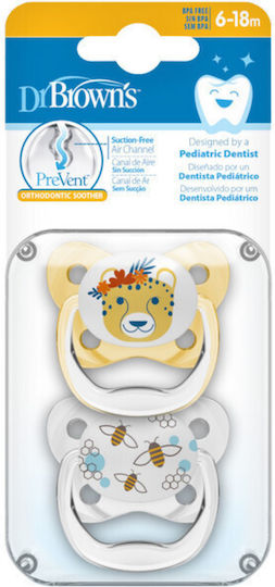 Dr. Brown's Prevent Orthodontische Schnuller Silikon Frosch - Elefant - Rosa für 6-18 Monate 2Stück