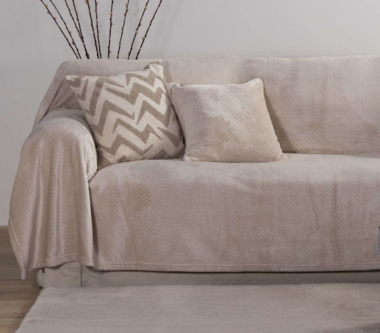 Nef-Nef Homeware Dakari Ριχτάρι Τριθέσιου Καναπέ Ζακάρ 180x300εκ. Ecru