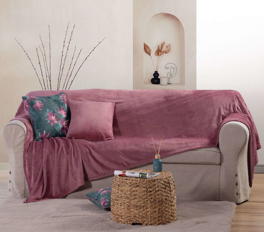 Nef-Nef Homeware Three-Seater Sofa Throw Dakari 180x300cm Mauve