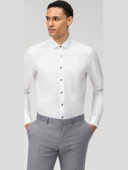 Olymp Long-sleeved Denim Shirt White
